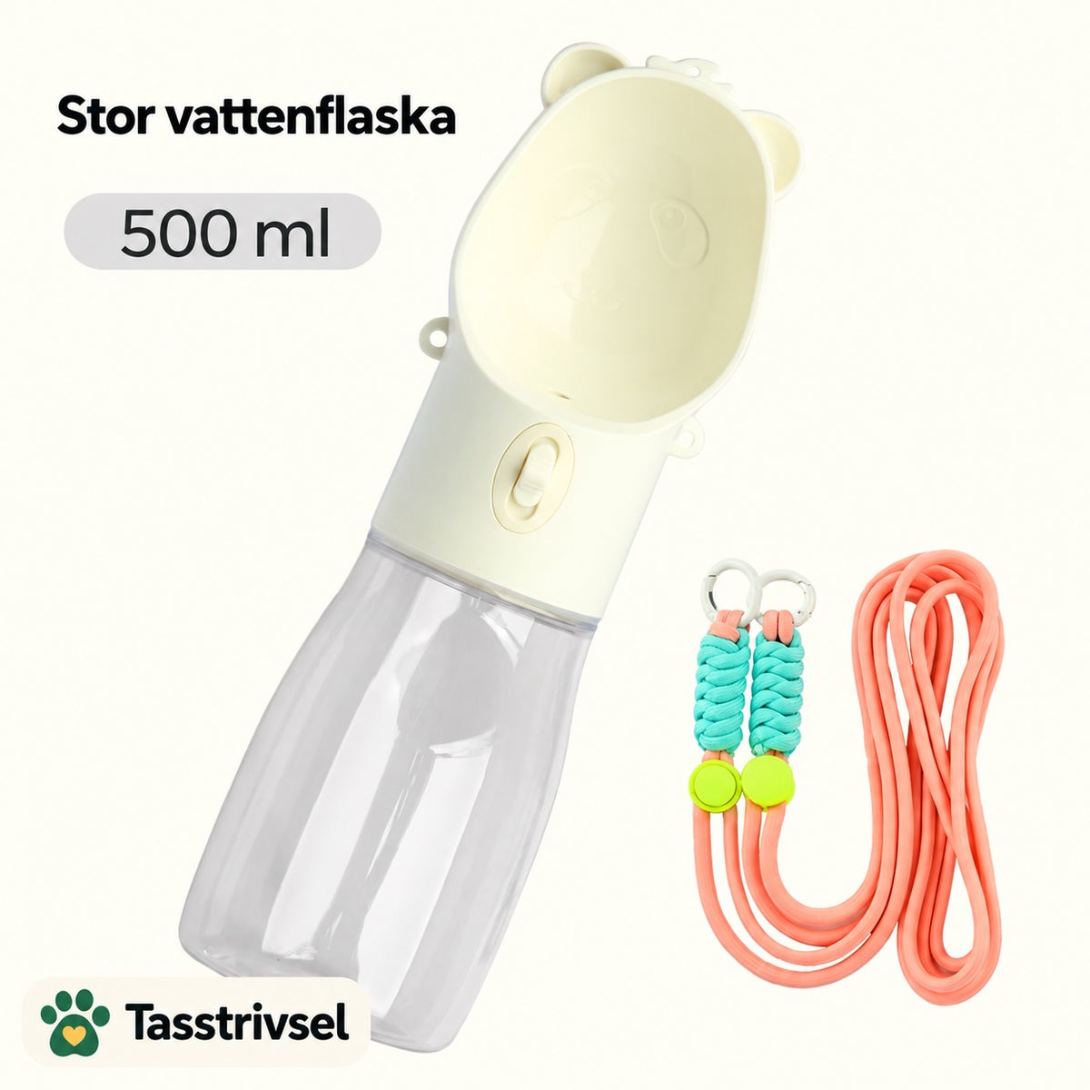 Reseflaska för hund – vatten och valbart foderfack
